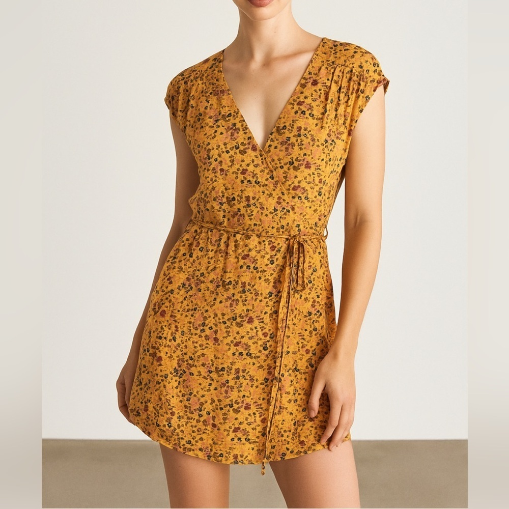 Nordstrom DR2 Amber Micro Floral Wrap Front Mini Dress